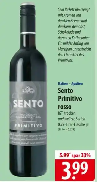 Famila Nord Ost Italien - Apulien Sento Primitivo rosso Angebot