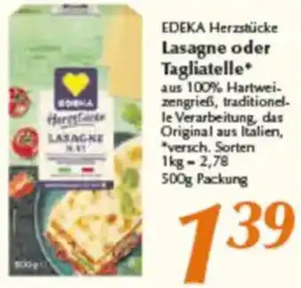 inkoop EDEKA Herzstücke Lasagne oder Tagliatelle Angebot