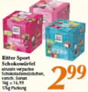 inkoop Ritter Sport Schokowürfel Angebot