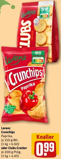 REWE Lorenz Crunchips oder Clubs Cracker Angebot