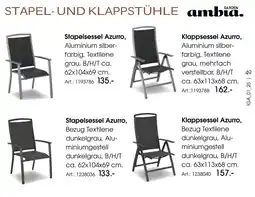 Zurbrüggen Ambia garden stapelsessel oder klappsessel Angebot