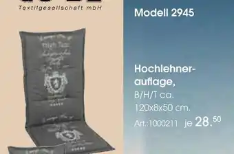 Zurbrüggen Textilgesellschaft mbh hochlehnerauflage Angebot