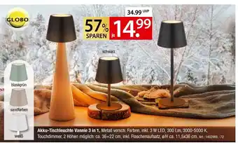 Zurbrüggen Globo akku-tischleuchte vannie 3 in 1 Angebot