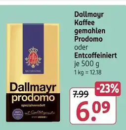 Rossmann Dallmayr kaffee gemahlen prodomo oder entcoffeiniert Angebot