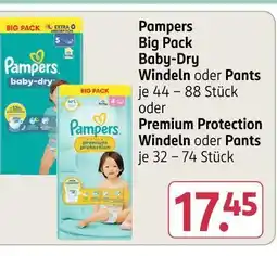 Rossmann Pampers baby-dry windeln oder pants oder premium protection windeln oder pants Angebot