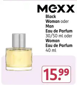 Rossmann Mexx black woman oder man eau de parfum oder woman eau de parfum Angebot