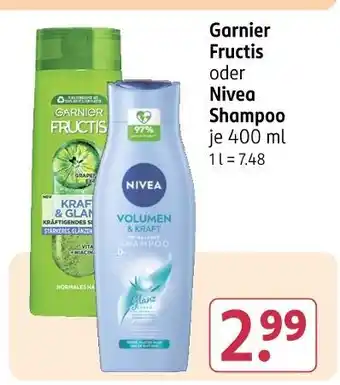 Rossmann Garnier fructis kraft & glanz shampoo oder volumen & kraft shampoo Angebot