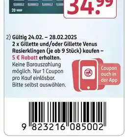 Rossmann Gillette rasierklingen Angebot