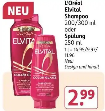 Rossmann L'oréal elvital shampoo oder spülung Angebot