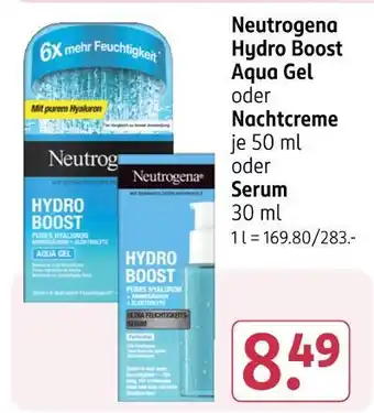 Rossmann Neutrogena hydro boost aqua gel oder nachtcreme oder serum Angebot