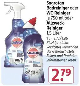 Rossmann Sagrotan badreiniger oder wc-reiniger oder allzweck-reiniger Angebot