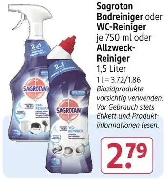 Rossmann Sagrotan badreiniger oder wc-reiniger oder allzweck-reiniger Angebot