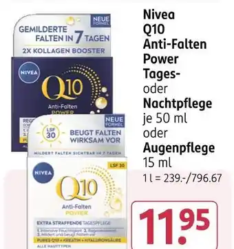 Rossmann Nivea q10 anti-falten power tages- oder nachtpflege oder augenpflege Angebot