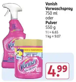 Rossmann Vanish vorwaschspray oder pulver Angebot