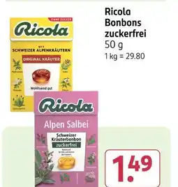 Rossmann Ricola bonbons zuckerfrei Angebot