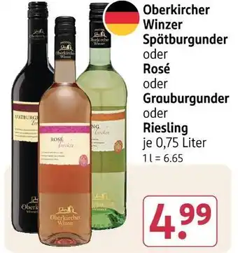 Rossmann Oberkircher winzer spätburgunder oder rosé oder grauburgunder oder riesling Angebot