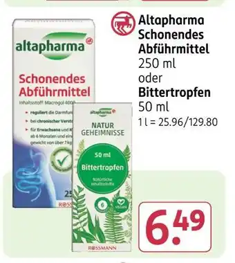 Rossmann Altapharma schonendes abführmittel oder bittertropfen Angebot