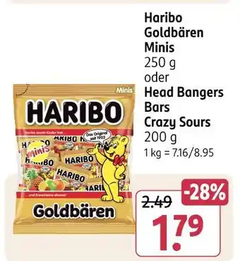 Rossmann Haribo goldbären minis head bangers bars crazy sours Angebot