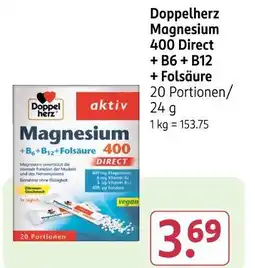 Rossmann Doppelherz magnesium 400 direct + b6 + b12 + folsäure Angebot