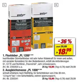 toom Baumarkt Flexkleber „pl 1200“ oder ausgleichsmasse „pl 1000“ Angebot