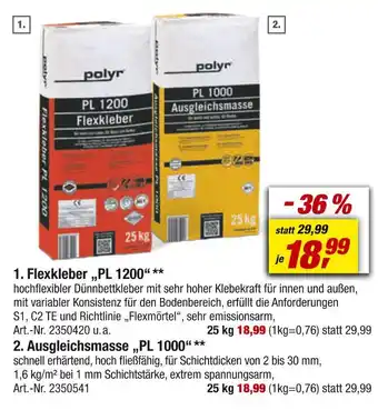 toom Baumarkt Flexkleber „pl 1200“ oder ausgleichsmasse „pl 1000“ Angebot