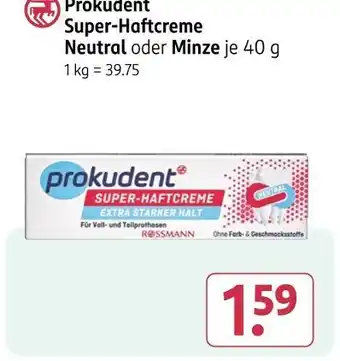 Rossmann Prokudent super-haftcreme neutral oder minze Angebot