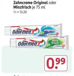 Rossmann Odol-med3 zahncreme original oder minzfrisch Angebot