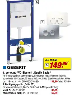 toom Baumarkt Geberit vorwand-wc-element „duofix basic“ Angebot