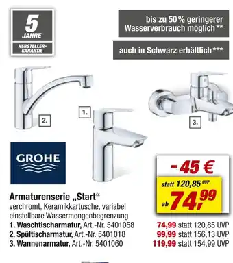 toom Baumarkt Grohe armaturenserie „start“ Angebot