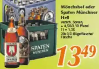 inkoop Mönchshof oder Spaten Münchner Hell Angebot