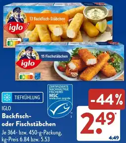 Aldi Süd IGLO Backfisch oder Fischstäbchen Angebot