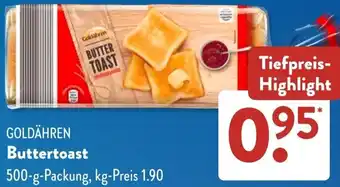 Aldi Süd GOLDÄHREN Buttertoast Angebot