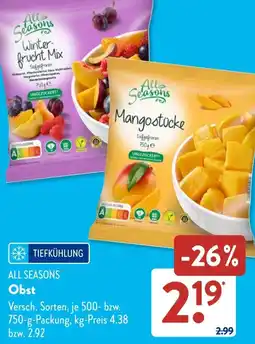 Aldi Süd ALL SEASONS Obst Angebot