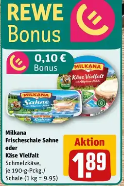 REWE Milkana Frischeschale Sahne oder Käse Vielfalt Angebot