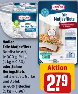 REWE Nadler Edle Matjesfilets oder Sahne Heringsfilets Angebot