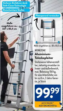 Aldi Süd WORKZONE Aluminium Teleskopleiter Angebot