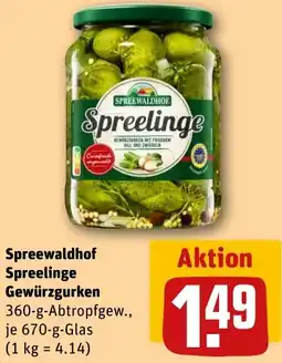 REWE Spreewaldhof Spreelinge Gewürzgurken Angebot