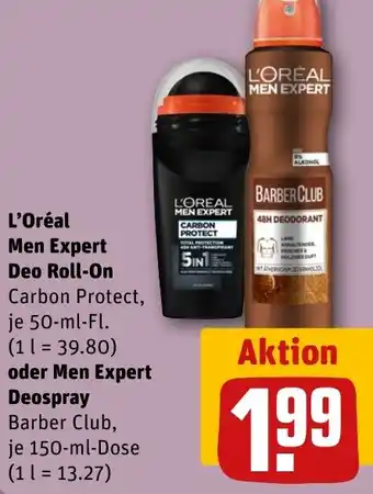 REWE L'Oréal Men Expert Deo Roll-On oder Men Expert Deospray Angebot