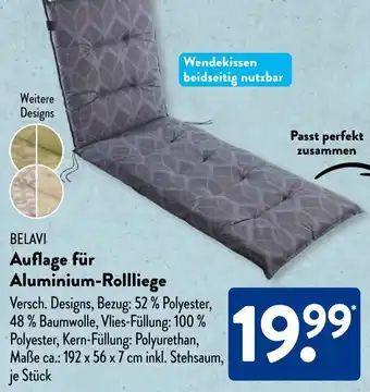 Aldi Süd BELAVI Auflage für Aluminium-Rollliege Angebot