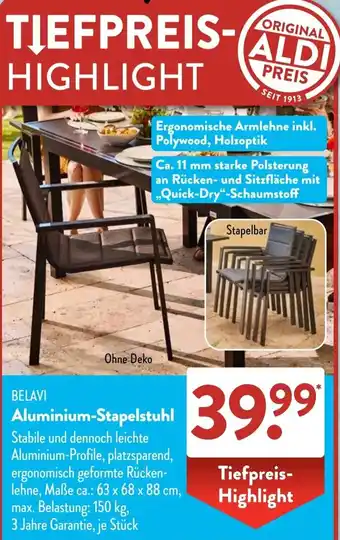 Aldi Süd BELAVI Aluminium-Stapelstuhl Angebot