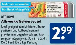 Aldi Süd OPTI HOME Allzweck-/Gefrierbeutel Angebot