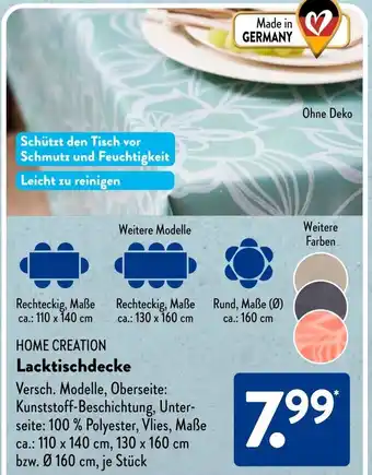 Aldi Süd HOME CREATION Lacktischdecke Angebot