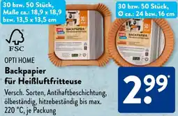 Aldi Süd OPTI HOME Backpapier für Heißluftfritteuse Angebot