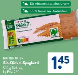 Aldi Süd NUR NUR NATUR Bio-Dinkel-Spaghetti Angebot