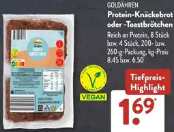 Aldi Süd GOLDÄHREN Protein-Knäckebrot oder Toastbrötchen Angebot