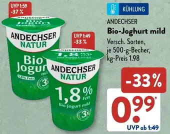 Aldi Süd ANDECHSER Bio-Joghurt mild Angebot