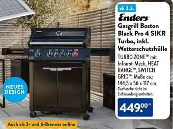 Aldi Süd Enders Gasgrill Boston Black Pro 4 SIKR Turbo, inkl. Wetterschutzhülle Angebot