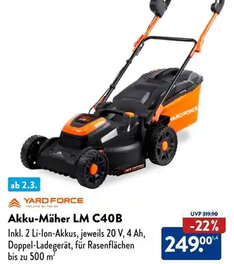 Aldi Süd YARD FORCE Akku-Mäher LM C40B Angebot