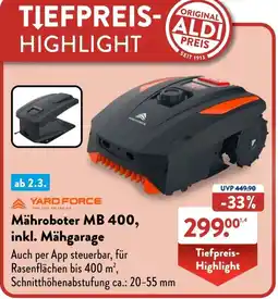 Aldi Süd YARD FORCE Mähroboter MB 400, inkl. Mähgarage Angebot