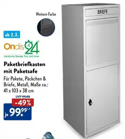 Aldi Süd Ondis 24 Paketbriefkasten mit Paketsafe Angebot